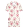 thumbnail image 5 of Moxiu Valentines Pajamas for Women Set 2 Piece Love Heart Print Button Down Shirts with Shorts Matching Loungewear Sleepwear 2025 Red,XL, 5 of 7
