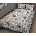 thumbnail image 2 of Juego de cama acolchado con estampado de flores rosa pavo real, 2 of 5