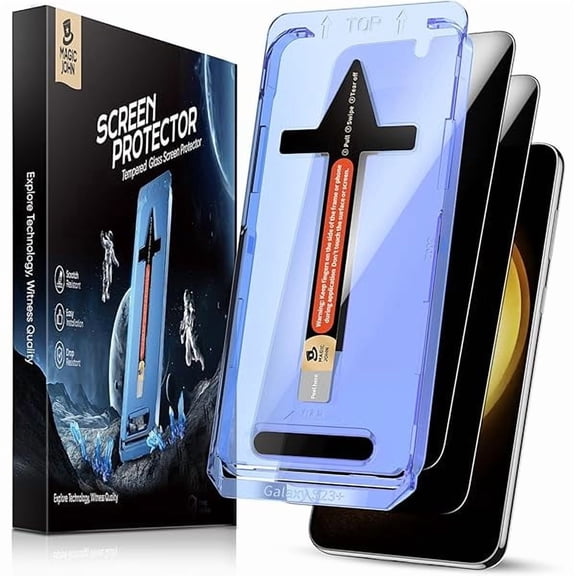 2 Pack for Samsung Galaxy S23 Plus/ S23  (6.6 Inch) Privacy Screen Protector Tempered Glass, Bubble Free,Auto Dust-Elimination Installation, Anti Scratch, Anti-spy