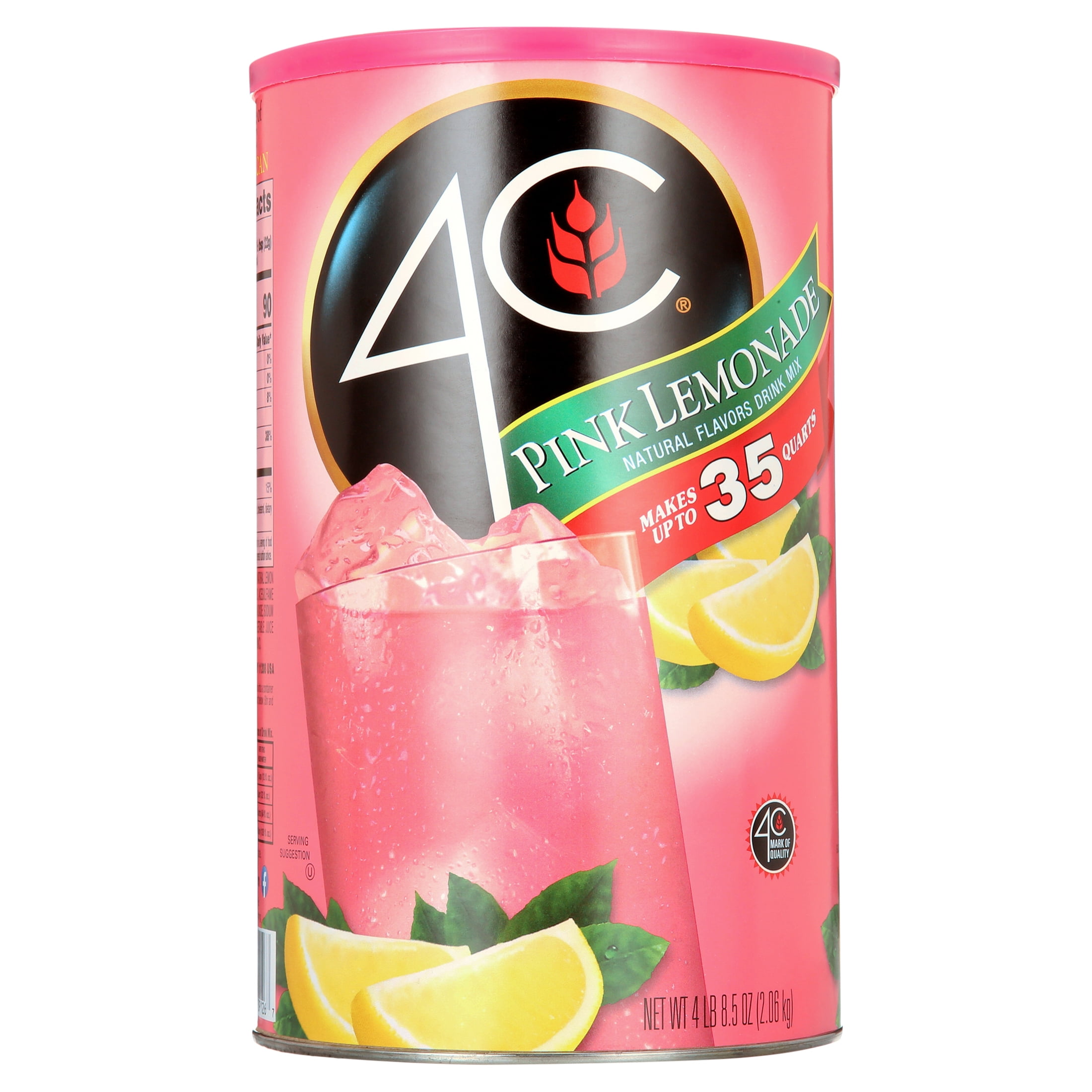 (3 pack) 4C 35 Qt Powdered Soft Drink Mix Pink Lemonade, 72.5 oz, Single Pack Canister