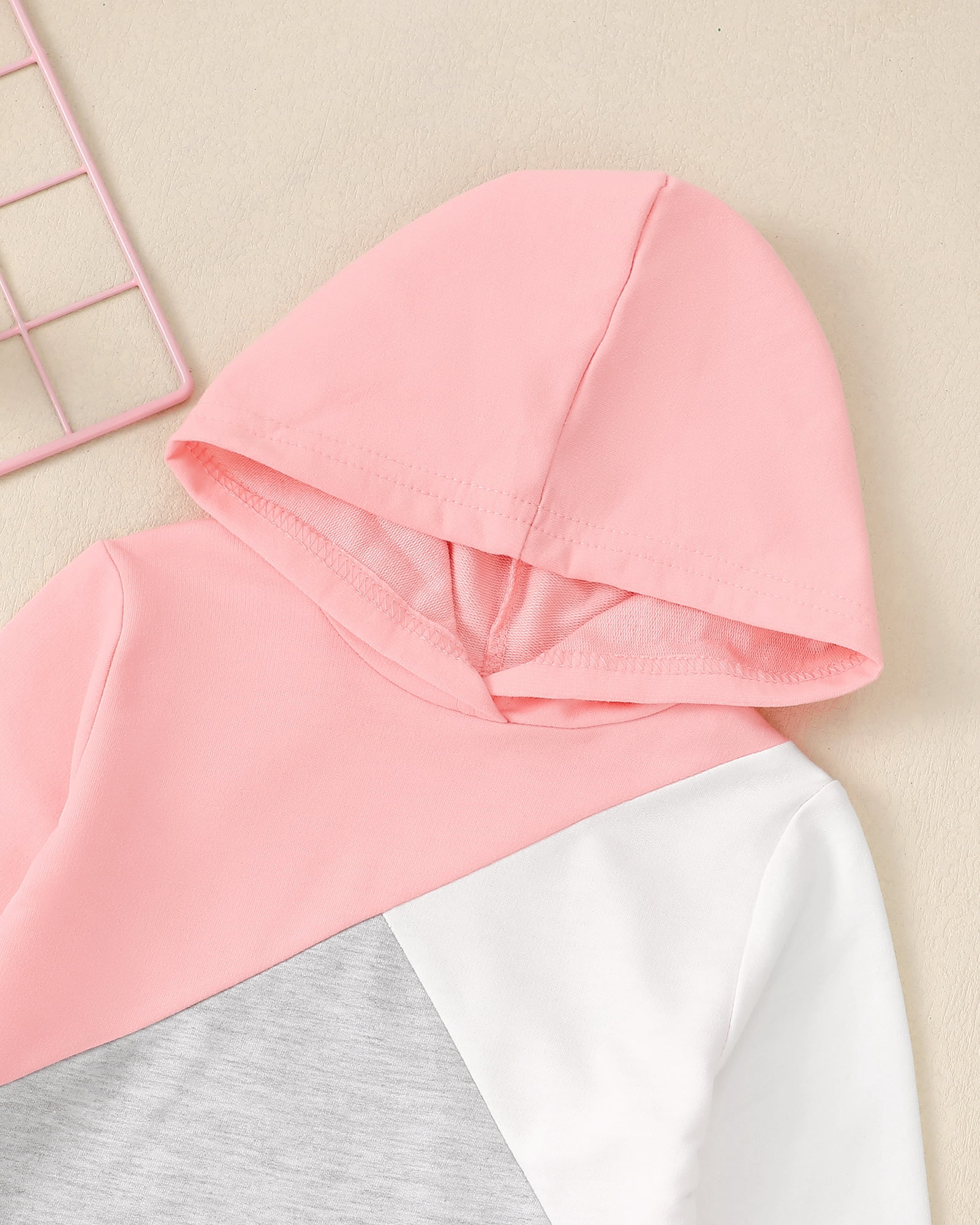5T Kids Girl Clothes Little Girl Outfits Hooded Long Sleeve Tops Pants Set Little Girl Fall Clothing Outfits Pink 5-6 Years Little Girl Clothes