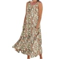 thumbnail image 1 of Vestido de Verano para las Mujeres sin Mangas Lino-Look Impreso Maxi, Suelto Fluido Y Vestido Sexy de Moda para las Mujeres, 1 of 4
