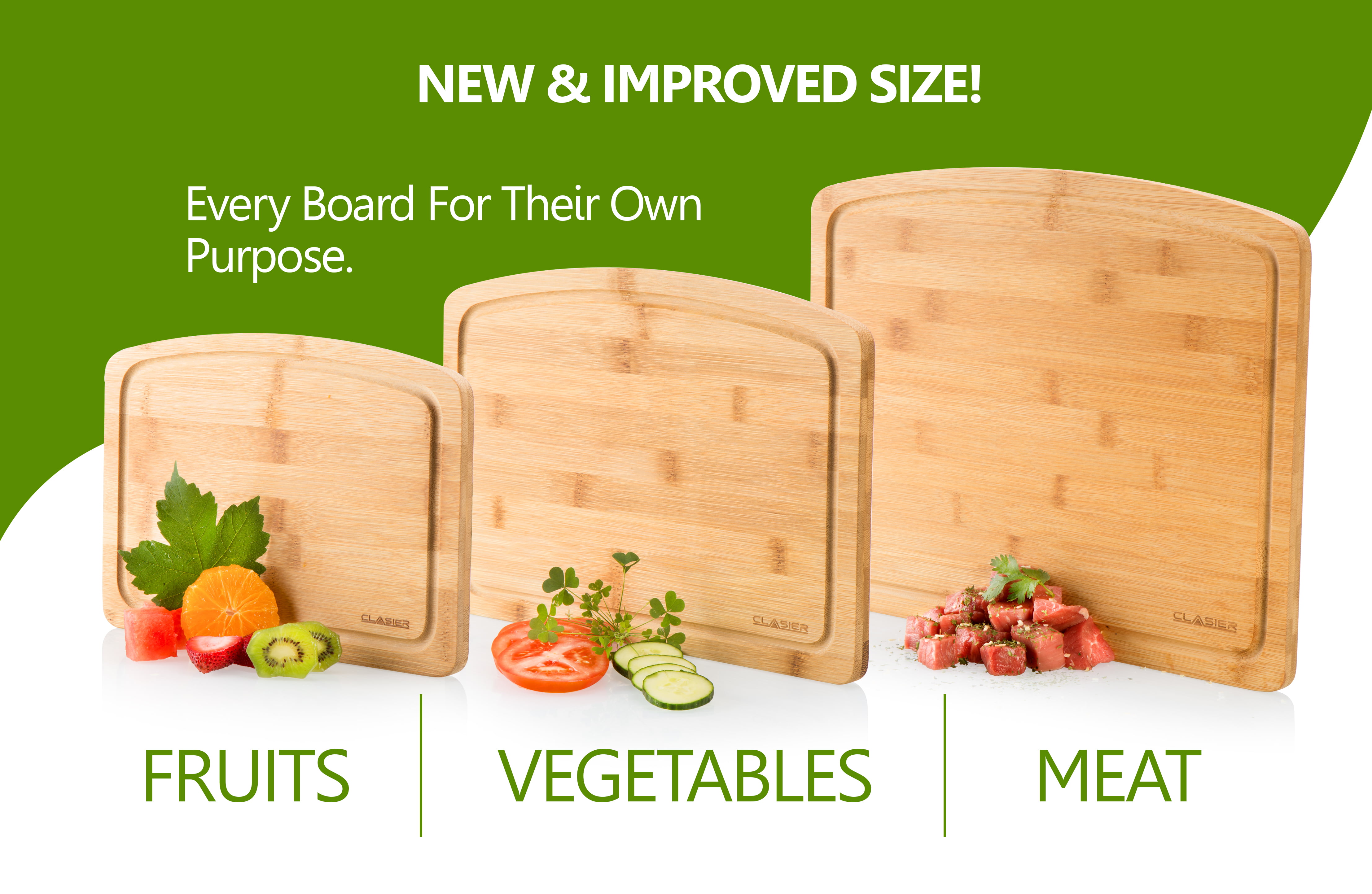 Easy-to-Clean Bamboo Wood Cutting Board with set of 6 Color-Coded Flex –  Cooler Kitchen