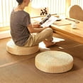 thumbnail image 4 of LUVCMFT Seat Cushion, Tatami Floor Pillow Sitting Cushion, Round Sitting Padded Hand Woven Padded Knitted Straw Mat, Ottoman Footstool for Meditation, Zen, Yoga(Style 2, M), 4 of 8