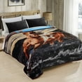 thumbnail image 2 of JML Soft Plush Fleece Blanket for Bed King 83"x91" 5.7lb,2 Ply Raschel Blanket Elk & Horse, 2 of 7