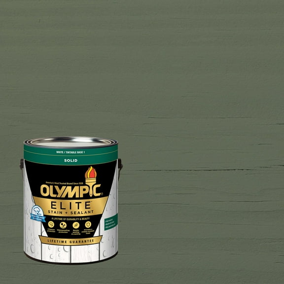 Olympic Elite 1 Gallon SC-1080 Steely Sea Solid Advanced Exterior Stain and Sealer in One