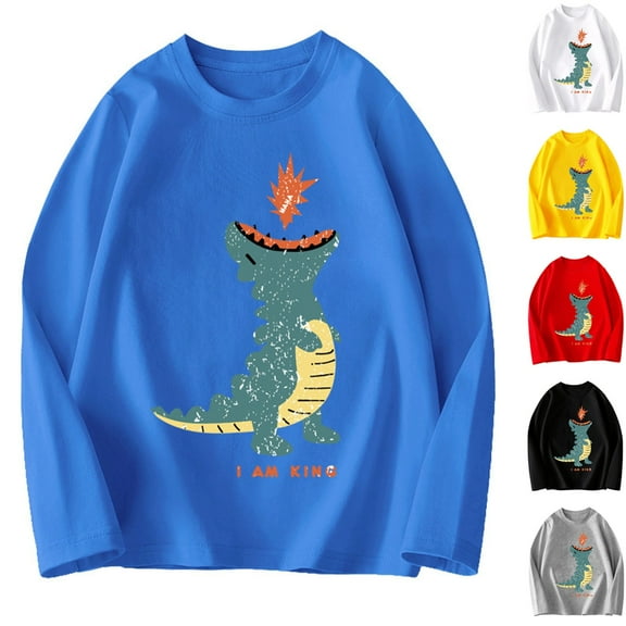 Spazoro Toddler Girls Sweatshirts, Casual Graphic Long Sleeve Crew Neck Pullover Tops for Kids Girls Boys Blue Size 5 T