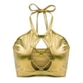 thumbnail image 1 of Women‘s Shiny Bra Rave Bandeau Vest Bra Holographic Crop Top Backless Metallic Rave Suit, 1 of 6