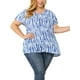 thumbnail image 2 of Women's Plus Size Blouses Ruffle Sleeve Loose Stripe Tops Blue 2X, 2 of 7