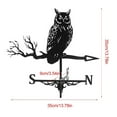 thumbnail image 3 of Metal Weathervane with Owl Ornament, Garden Stake Weather Vane Professional Measuring Tool Garden Yard Roof Mount Black09, 3 of 8