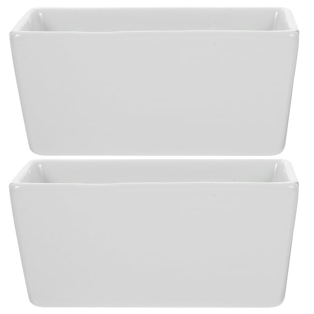 2Pcs Simple Sugar Bowl Flat Bottom Jar Rectangular Sugar Container for Cafe