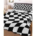 thumbnail image 2 of Black and White Checkered Summer Quilt Set Twin XL Size,Soft Quilted Bedding Set with 2 Pillow Shams,Modern Irregular Geometric Lightweight All Season Bedspread Coverlet for Bedroom 68"x98", 2 of 6