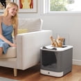 thumbnail image 2 of PawHut Cat Litter Box with Lid, Front-Entry, Top-Exit for Medium Cats White, 2 of 10