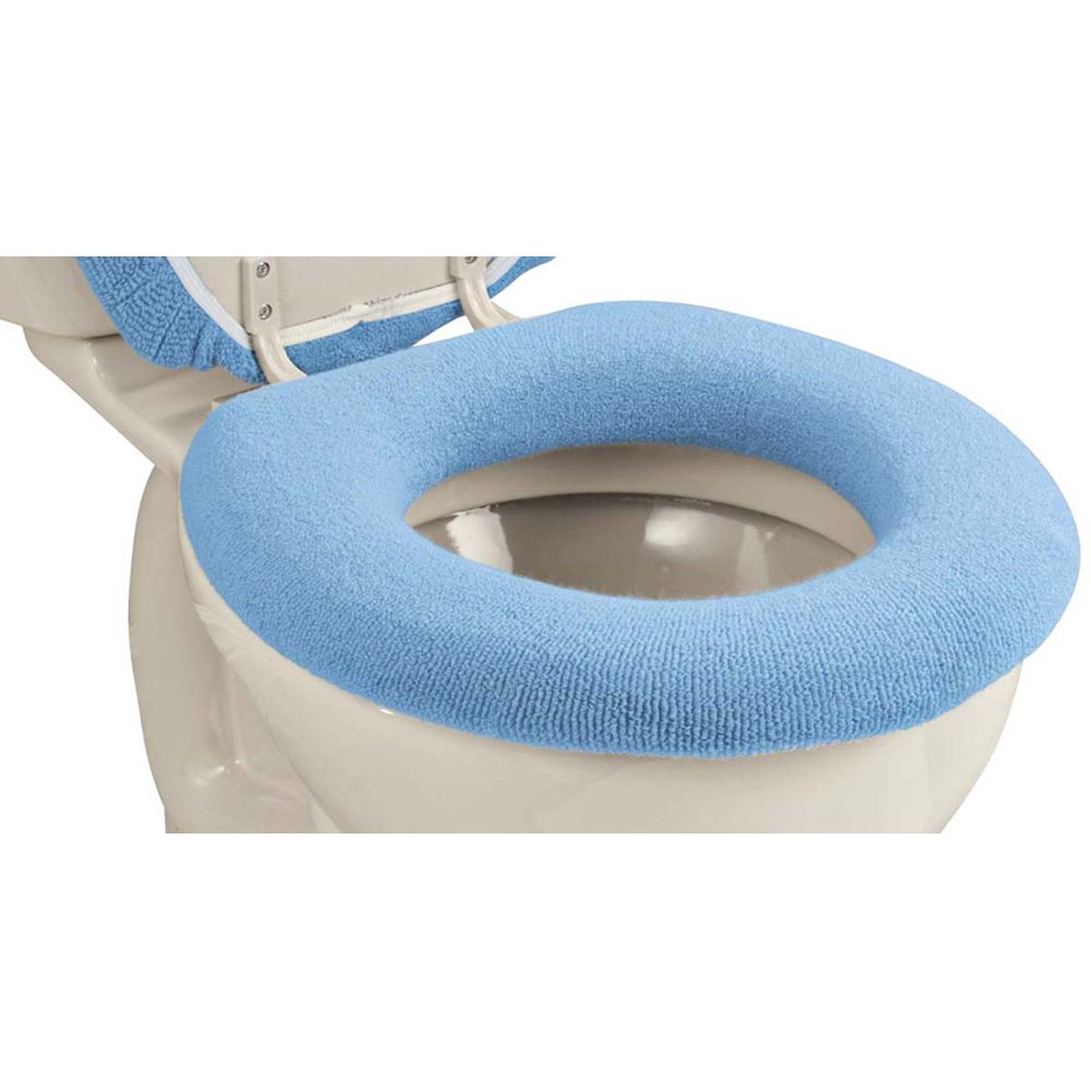 Elastic Cushioned Toilet Seat Cover Universal Fit Blue