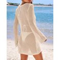 thumbnail image 4 of Swimsuit Cover Up for Women Sexy Metal Ring Hollow V-Neck Long Sleeve Beach Cover Up Mesh Crochet Bathing Suit Cover Ups Shermie, 4 of 5