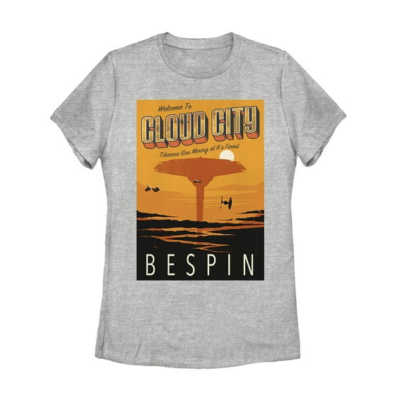 Women's Star Wars Welcome to Cloud City Travel Poster  Graphic Tee Athletic Heather 2X Large