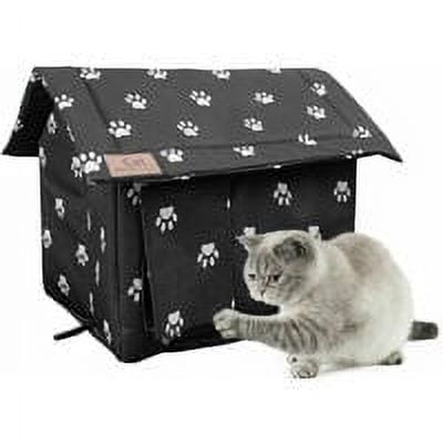 Casa para gatos de invierno: refugio cálido para gatos, cama para gatos resistente a la intemperie con cortina de puerta, casa impermeable y resistente al viento para gatos y perros pequeños