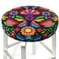 thumbnail image 3 of Haiem Colorful Floral Embroidery Mexican Cushion Round Bar Chair Seat Cover Bar Chair Cushion Covers Elastic Washable Bar Chair Cover,Protects from Scratches and Stains-13 inch, 3 of 7