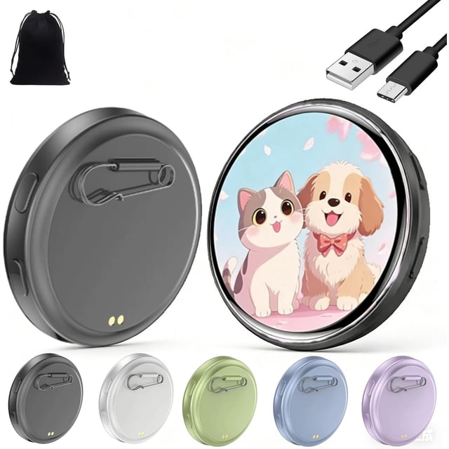 Electronic Badge Digital Display Pin, 1.8'' Ips Touch Screen, Custom Photo Slideshow Gif Video, Magnetic Clip, Long Battery Life, For Cosplay Ita Bag Comic Convention Gift