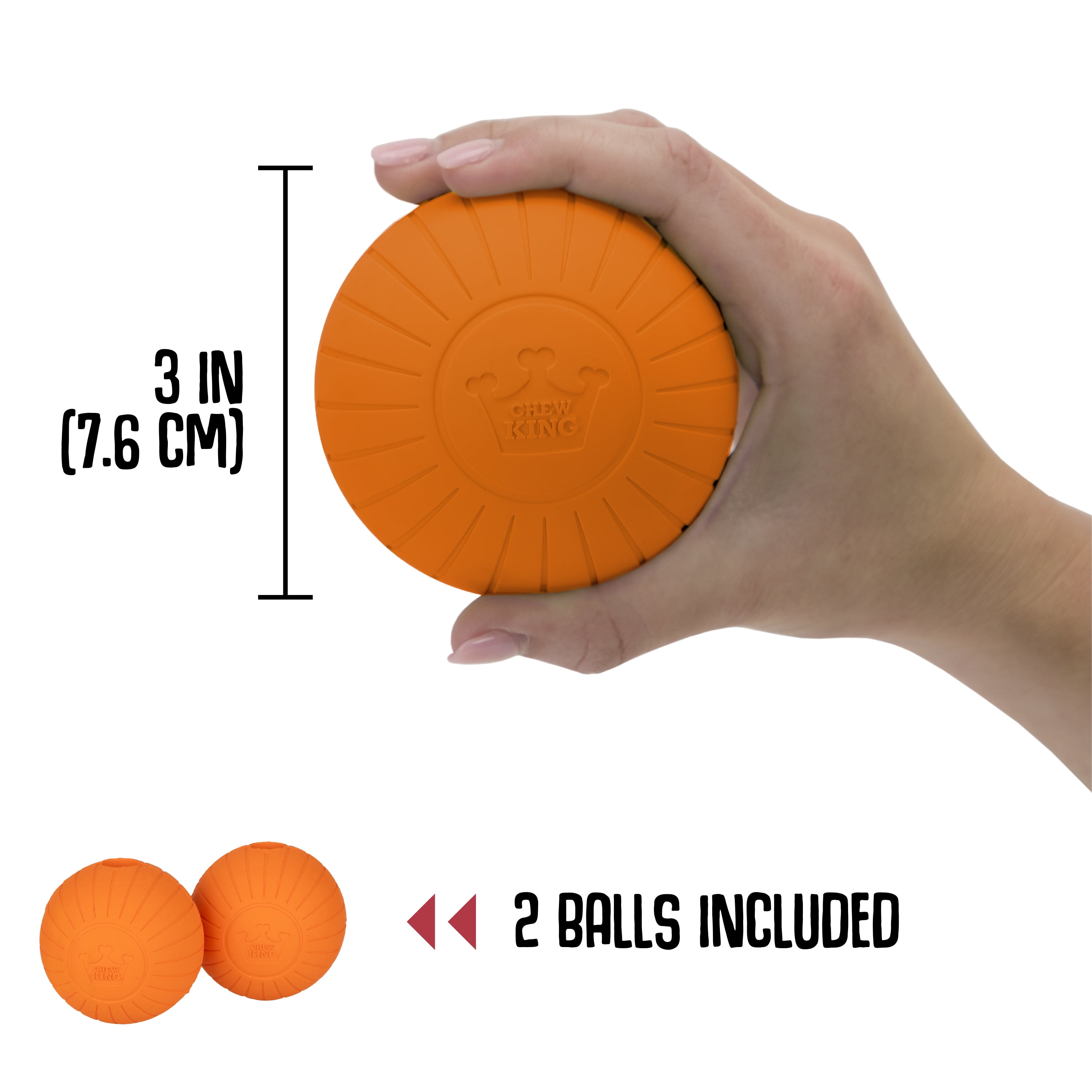 Chew King By Mammoth Bacon Flavored All-Natural Rubber Dog Balls, Supreme 3" Medium, 2 Pack Set