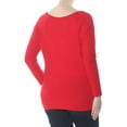 thumbnail image 2 of PLANET GOLD Womens Red Button Down Collar Long Sleeve V Neck T-Shirt Top Plus  Size: 1X, 2 of 2