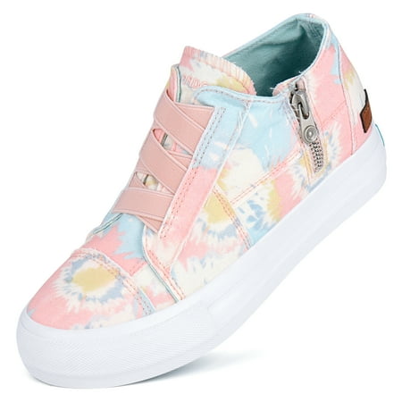 

JENN ARDOR Women Platform Sneakers Hidden Wedge Canvas Shoes Fashion Walking Slip On Sneaker Non Slip with Zipper