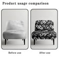 thumbnail image 5 of ZIATUBLES Slipper Chair Cover Stretch Accent Chair Covers without Arms Removable Furniture Protector with Elastic Bottom for Living Dining Room Home Hotel Decor, Hibiscus Flower Black, 5 of 7