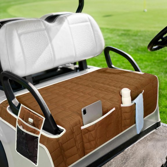 Golf Cart Seat Cover, Universal Bench Seat Cover with Storage Pockets, Non-Slip Seat Protector for Golf Cart, Fits EZGO Club Car Yamaha, Easy Install