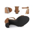 thumbnail image 2 of BLISSFUL STEP Open Toe Rhines Ankle Strap Block Heel Sandals for Women, 2 of 5
