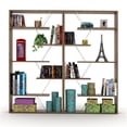 thumbnail image 4 of JERFIT 6 Shelf Industrial Bookcase, Solid Wood Open Etagere Shelf with Metal Frame for Living Room, Office, Walnut Finish, 4 of 8