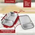thumbnail image 3 of SIGNORA WARE Stainless Steel Bento Box 24 oz Leakproof 2 Compartments Lunch Box – Red, 3 of 7