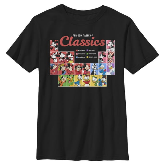 Boy's Mickey & Friends Periodic Table of Classic Friends  Graphic Tee Black Small