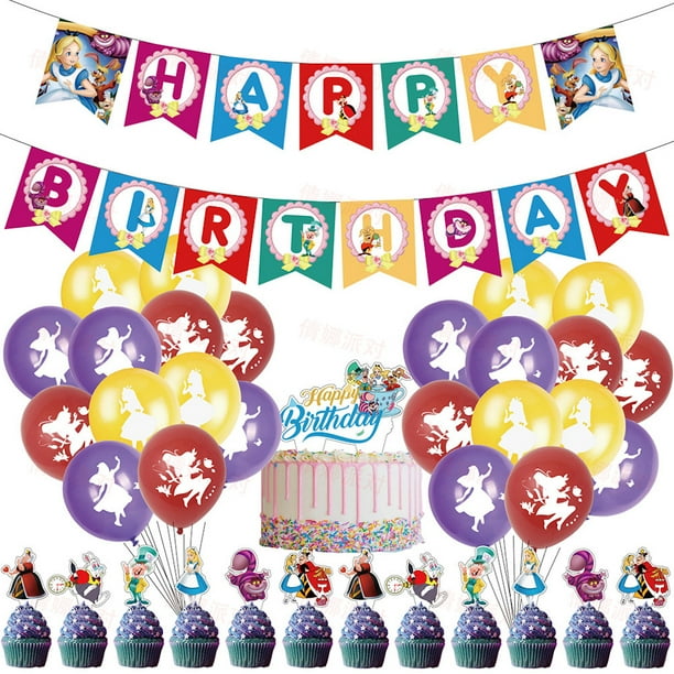Kit de globos de cumpleaños Alicia en el país de las maravillas, 39 piezas