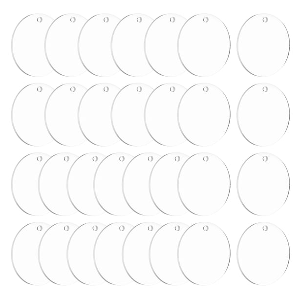 Uxcell Blanks de llaveros acrílicos, 30 piezas de llaveros acrílicos transparentes redondos de 1.6 pulgadas, discos en blanco de 2mm de grosor