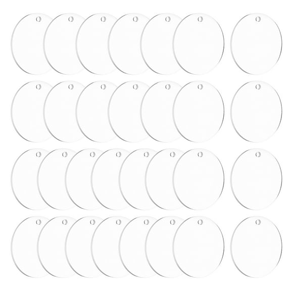 Uxcell Acrylic Keychain Blanks, 30Pcs 1.6 Inch Round Clear Acrylic Keychains 2mm Thick Circle Discs Blanks