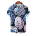thumbnail image 4 of VBTAPA Mens Spring Shirts Happy Easter Day Rabbit Eggs Print Button Down Shirt Short Sleeve Hawaiian Beach Party Tops Clearance Sale Multicolor XXXXXL, 4 of 6