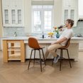 thumbnail image 4 of Homy Casa Set of 4 Swivel 26 inch Bar Stools with Footrest Upholstered Seats for Kitchen Dining Home Bar, Brown PU, 4 of 10
