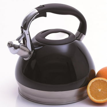 Creative Home Triumph 3.5 Qt. Stainless Steel Whistling Tea Kettle, Black
