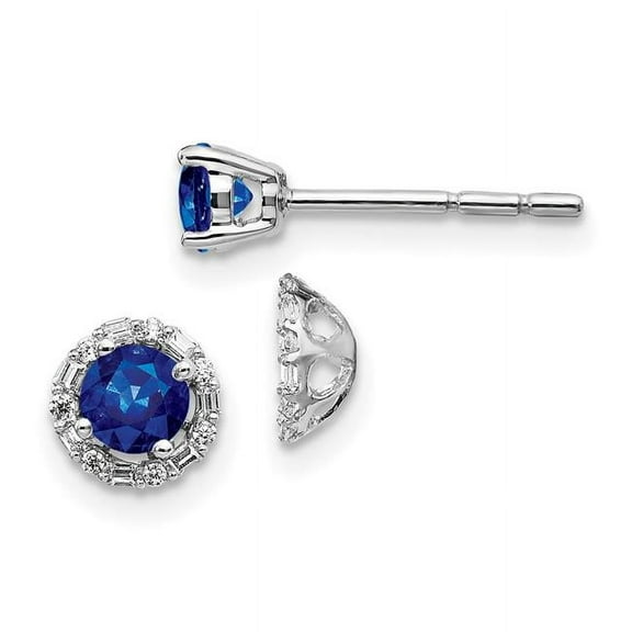 Primal Gold 14 Karat White Gold Diamond and Sapphire Earrings