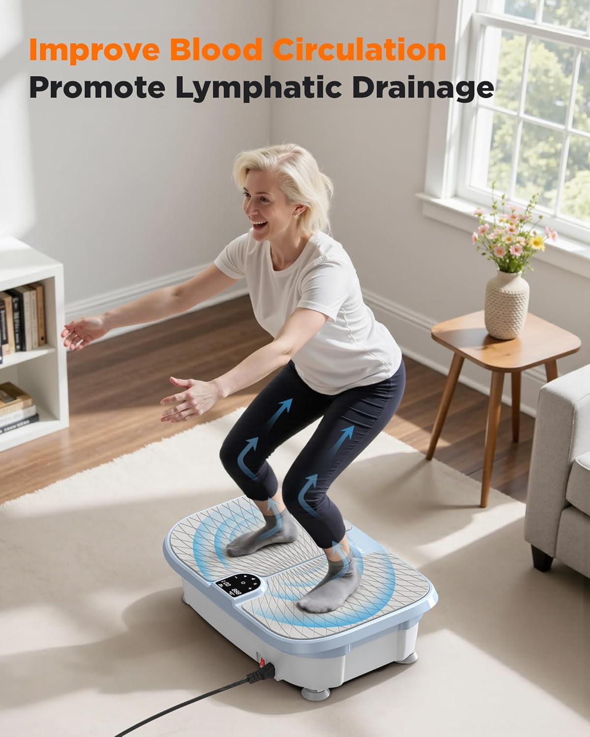 FEIERDUN Vibration Plate Exercise Machine, 400 LBS Capacity Vibration Plate for Lymphatic Drainage, Max Space for Whole-Body Workout & Relaxation at Home
