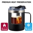 thumbnail image 3 of Aloufea Tasse à Café Isolée en Acier Inoxydable 12Oz avec Poignée, Gobelet à Double Paroi avec Couvercle Rabattable, Noir, Lot de 2, 3 of 5