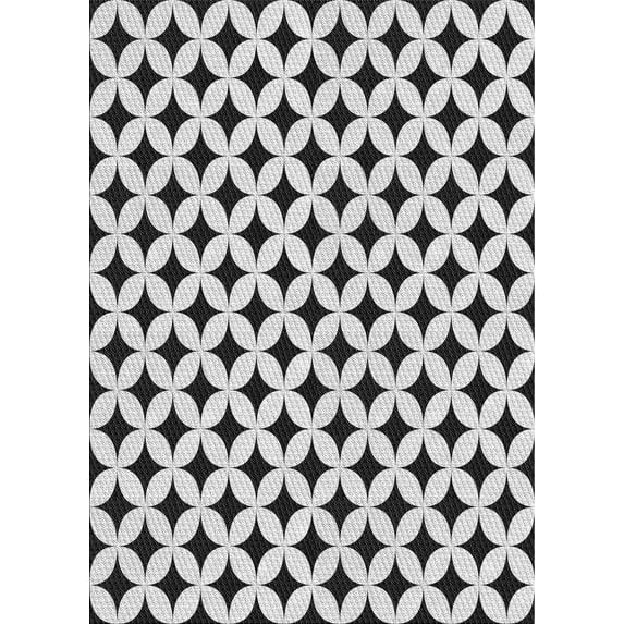 Ahgly Company Indoor Rectangle Patterned Light Black PAT3445X Area Rugs, 7' x 9'