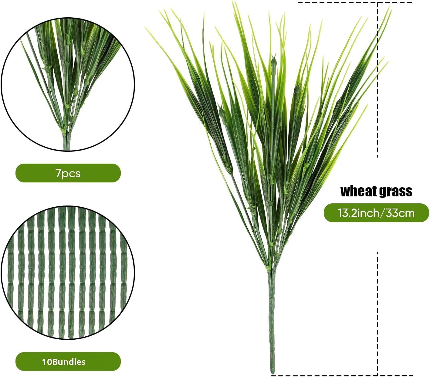 10 Bundles Artificial Grass Outdoor UV Resistant Fake Grass Colorless Faux Plastic Plants Garden Porch Window Frame Decoration