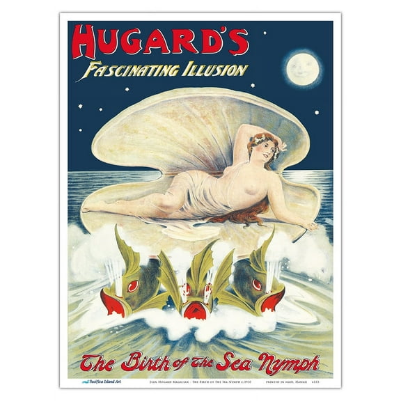 Jean Hugard Magician - The Birth of The Sea Nymph - Vintage Magic Poster c.1920 - Master Art Print (Unframed) 9in x 12in