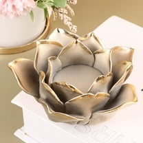 KALLORY 1Pack Lotus Shaped Candle Holder Golden Iron Decorative Tealight Holders For Home Decoration