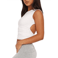 thumbnail image 4 of Womens Summer Tank Tops Sleeveless Crewneck Knit Slim Fitted Side Ruched Casual Basic Shirt White S, 4 of 7