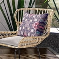 thumbnail image 3 of Paisley Leaf Geo Indoor/Outdoor Fabric Pillow with Zip in Dark Purple Pink 20", 3 of 5