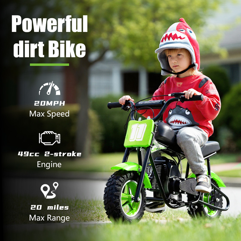 SAY YEAH 50cc Dirt Bike,2-Stroke Mini Bikes for Age 8+,Perfect for Beginner-s Learning Off-Road Riding,180 lbs Max Load,Green