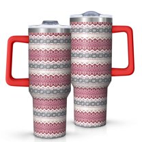 Multicolor Christmas Pattern Tumbler with Handle and Lid,40oz Double Wall Vacuum Insulated Tumbler,Cups Gift for Women and Men