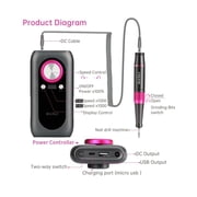 Nail Drill Machine, 30000rpm Professional Rechargeable Nail Drill Kit with 2000mAh Phone Power Bank